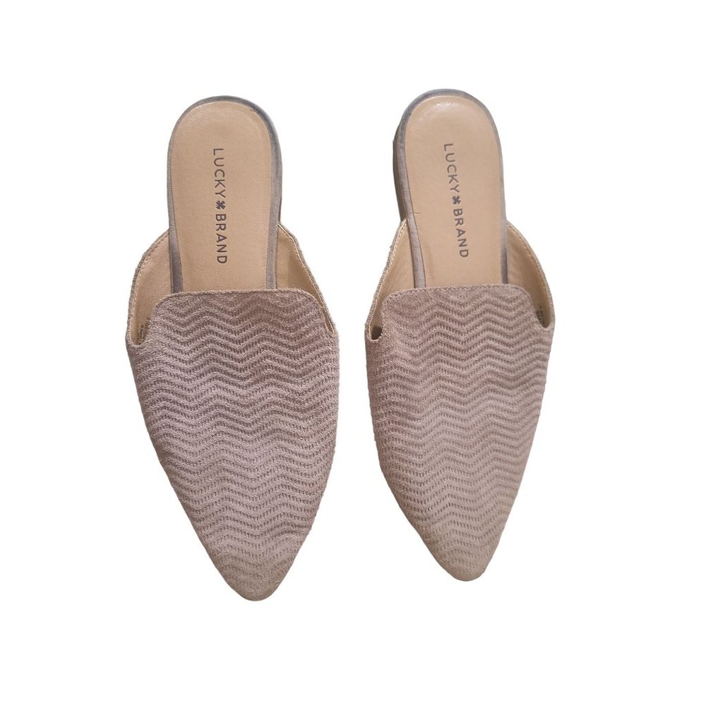 Lucky Brand Slip On Flats 9M Womens Brynnuh Brown Point Toe‎ Leather Upper Mules